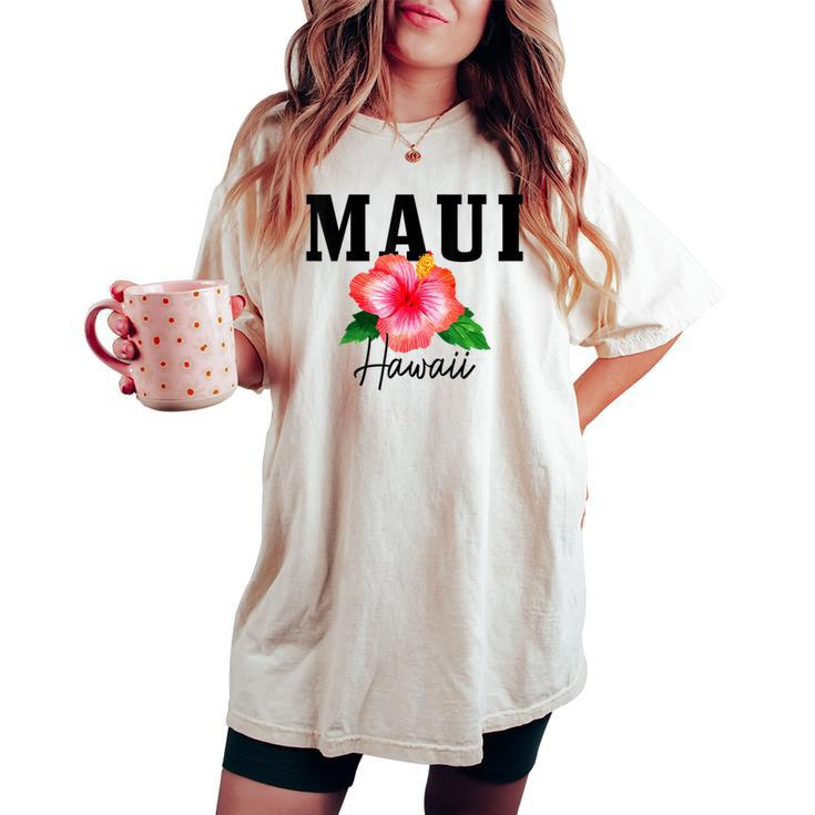 Maui Hawaii Floral Hibiscus Surf Surfer Vintage Hawaiian Women's Oversized Comfort T-shirt