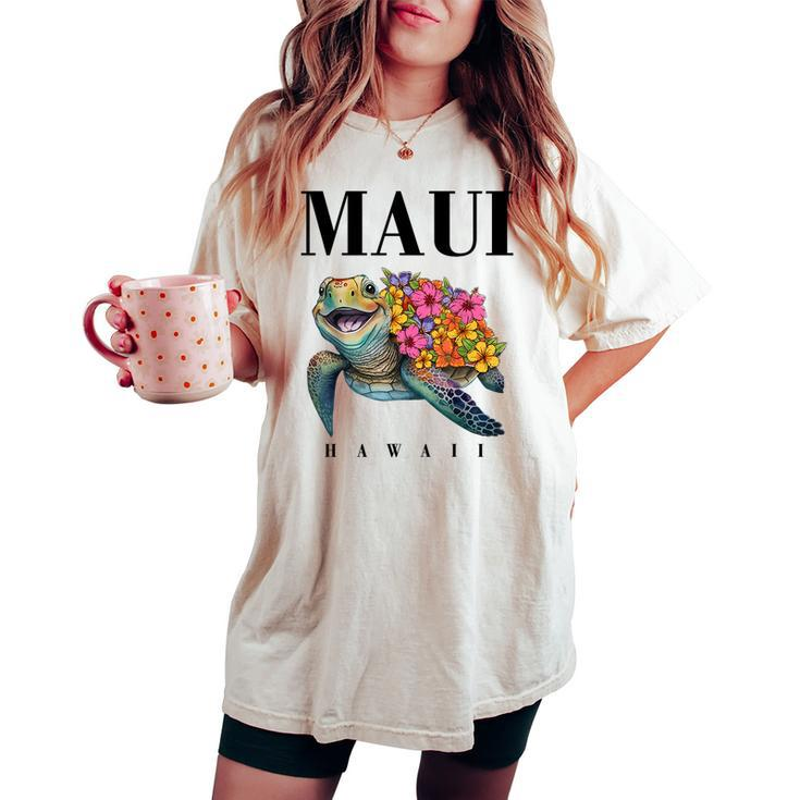 Maui Hawaiian T Turtle Hibiscus N Girl Hawaii Women's Oversized Comfort T-shirt