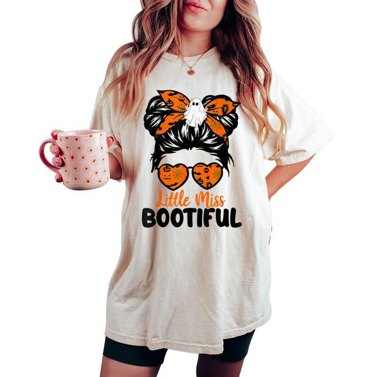 Messy Bun Little Miss Bootiful Boo Halloween Costume Girls Women's Oversized Comfort T-shirt