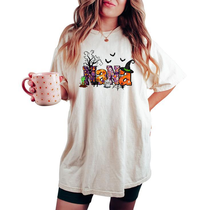 Nana Halloween Witch Hat Pumpkin Spooky Family Matching Women's Oversized Comfort T-shirt