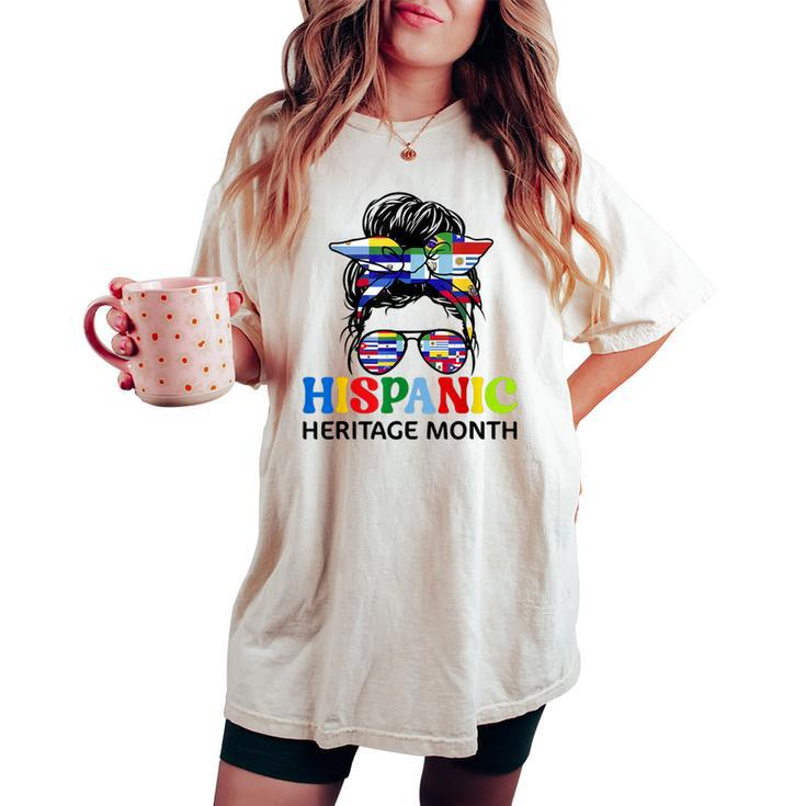 National Hispanic Heritage Month Messy Bun Women's Oversized Comfort T-shirt