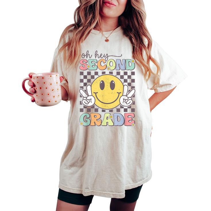 Oh Hey Second Grade Hippie Smile Face 2Nd Grade Team Women's Oversized Comfort T-shirt