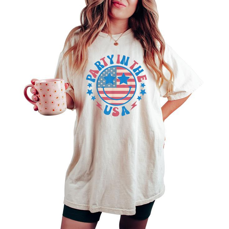 Party In The Usa 4Th Of July Preppy Smile Women's Oversized Comfort T-shirt