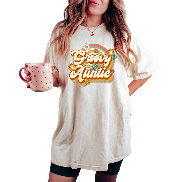 Retro Groovy Auntie Family Birthday 60S 70S Hippie Costume Women's Oversized Comfort T-shirt