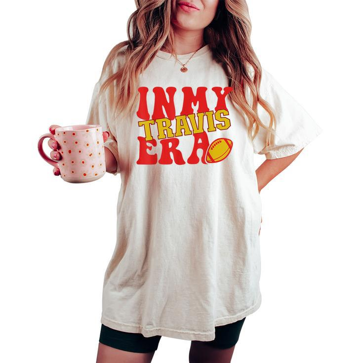 Retro Groovy In My Travis Era Football Theme Women's Oversized Comfort T-shirt