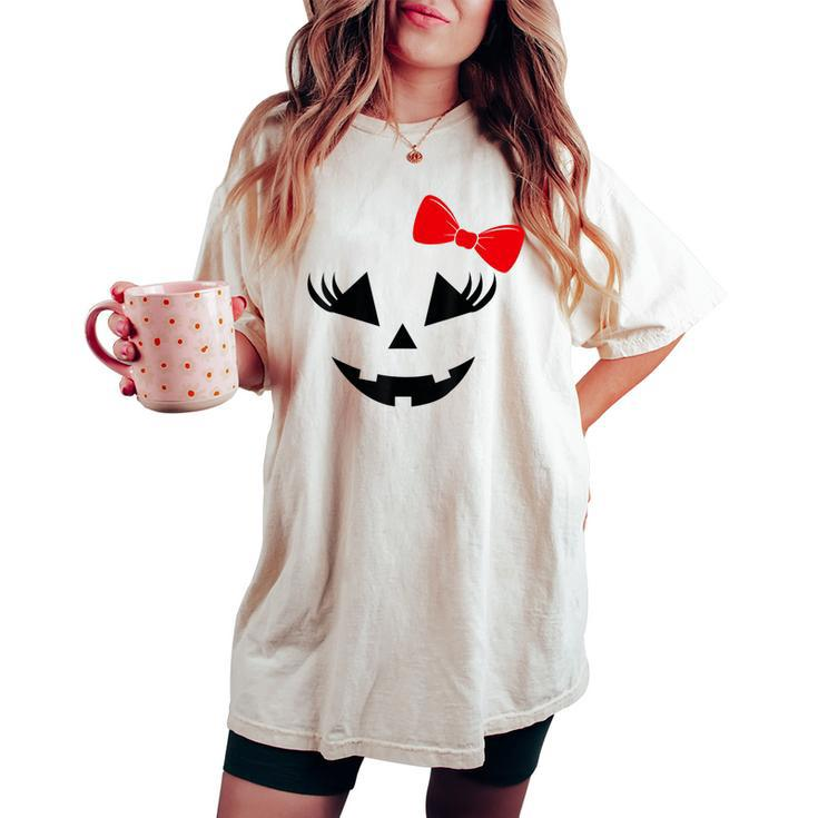 Scary Spooky Jack O Lantern Face Pumpkin Halloween Women's Oversized Comfort T-shirt