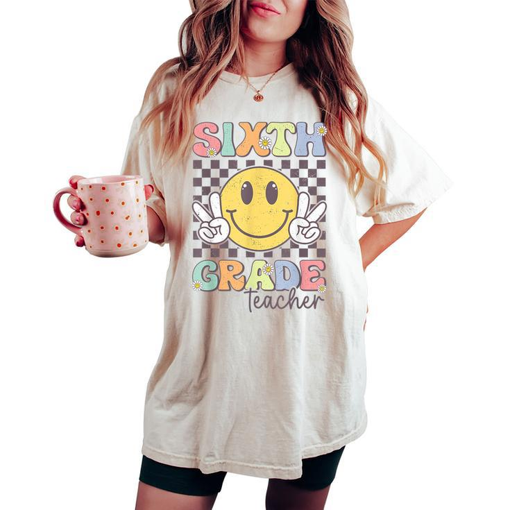 Sixth Grade Teacher Team Hippie Smile Face Back To School Women's Oversized Comfort T-shirt