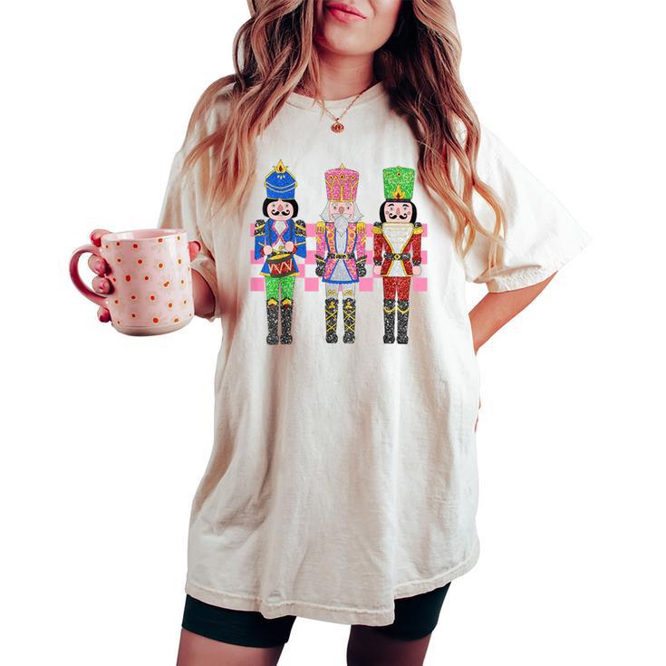 Vintage Pink Nutcracker Squad Ballet Pink Christmas Women's Oversized Comfort T-shirt