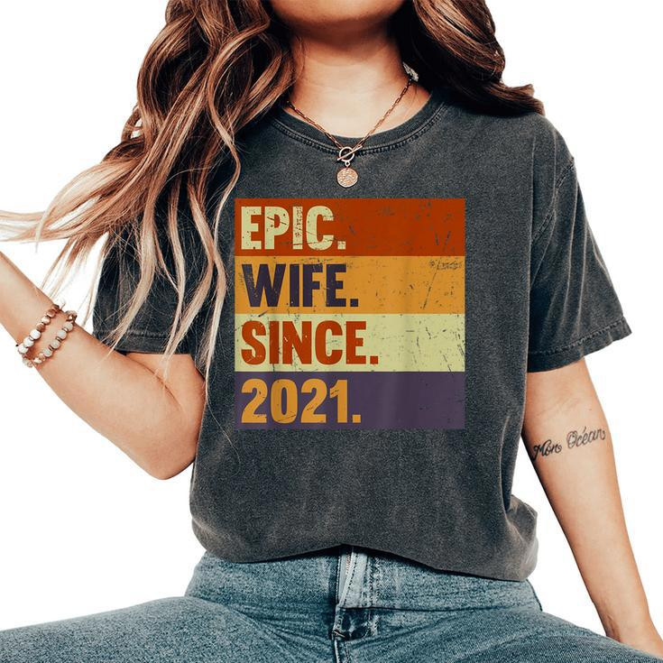 2Nd Wedding Anniversary For Her Epic Wife Since 2021 Women's Oversized Comfort T-Shirt