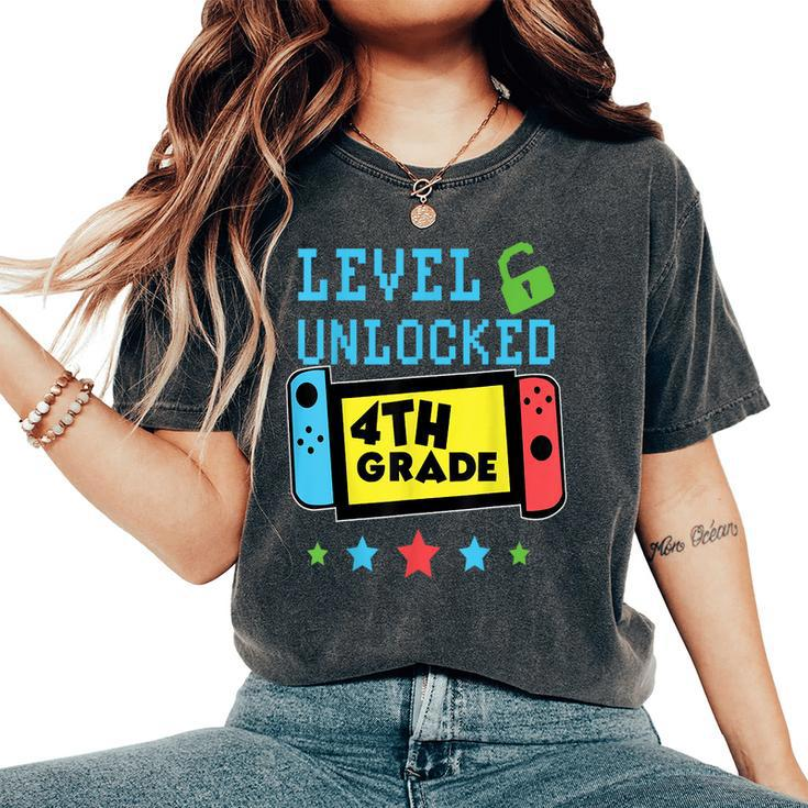 4Th Grade Level Unlocked Gamer First Day Of School Boys Women's Oversized Comfort T-Shirt