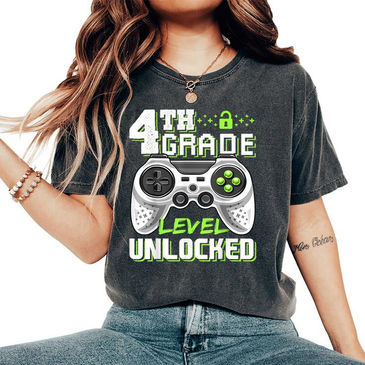 4Th Grade Level Unlocked Video Game Back To School Boys Women's Oversized Comfort T-Shirt