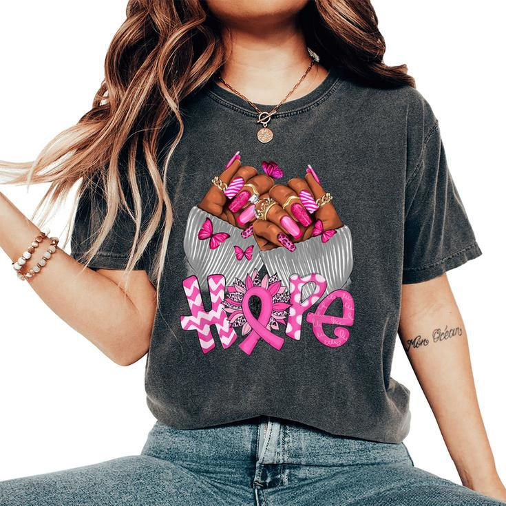 African Black Hope Breast Cancer Sunflower Hippie Women's Oversized Comfort T-Shirt