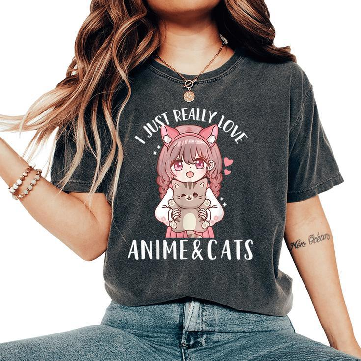 Anime And Cats Kawaii Cat For Girls Women's Oversized Comfort T-Shirt