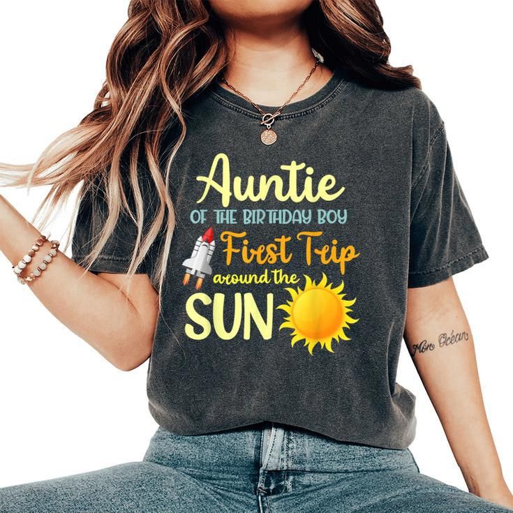 Auntie Of The 1St Birthday Boy First Trip Around The Sun Women's Oversized Comfort T-Shirt
