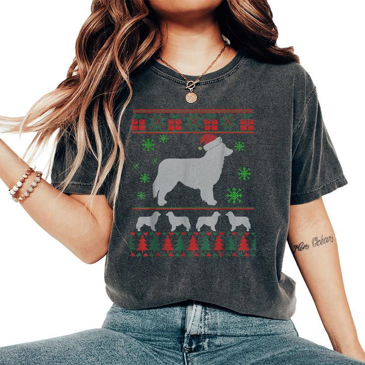 Aussie Shepherd Dog Ugly Christmas Sweater Dog Lovers Women's Oversized Comfort T-Shirt