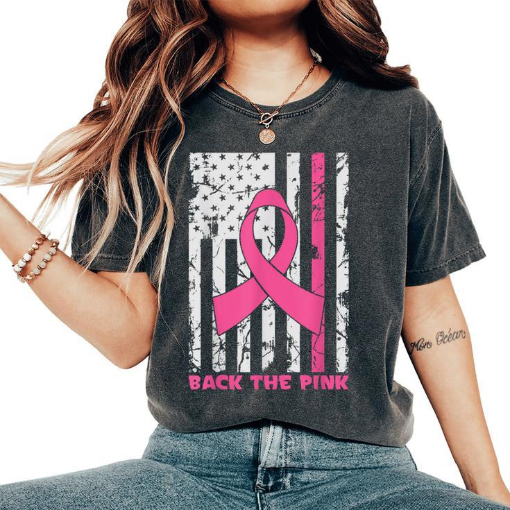 Back The Pink Breast Cancer Awareness Flag Toddler Women's Oversized Comfort T-Shirt