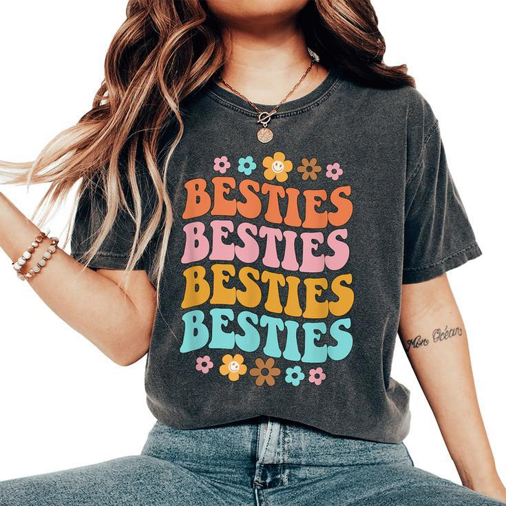 Bestie Groovy Theme Bff Cute Baby Girl Best Friends Sweetie Women's Oversized Comfort T-Shirt