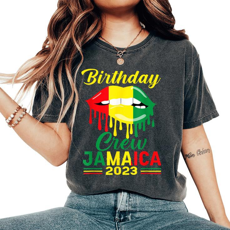 Birthday Crew Jamaica 2023 Girl Party Outfit Matching Lips Women's Oversized Comfort T-Shirt