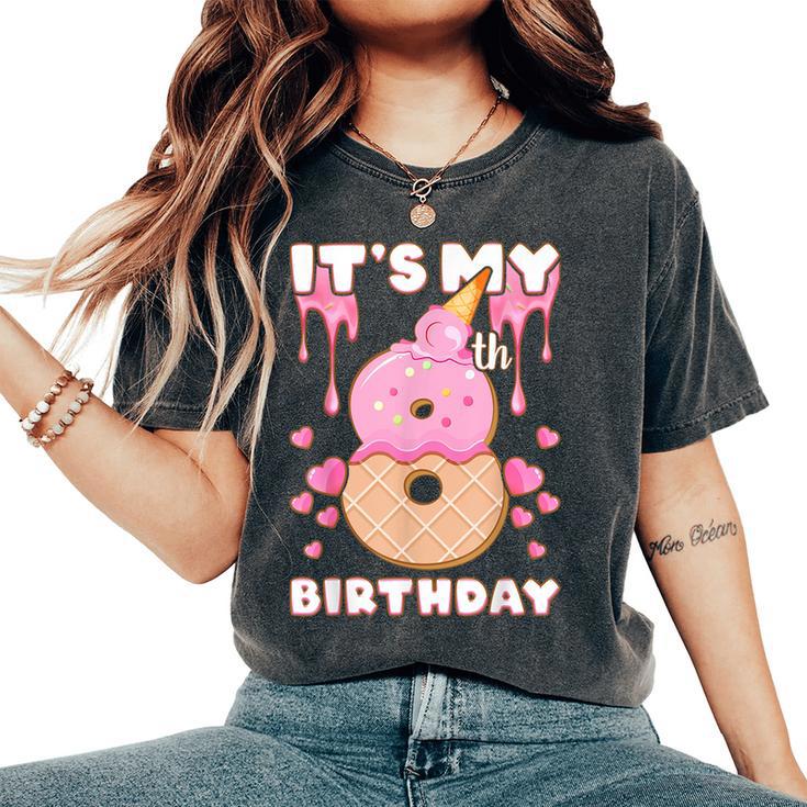 Birthday Girl 8 Years Ice Cream It's My 8Th Birthday Women's Oversized Comfort T-Shirt