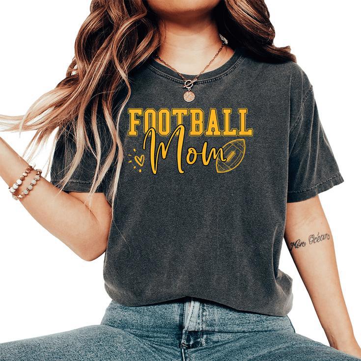 Black Gold Football Mom Football Mother Football Women's Oversized Comfort T-Shirt