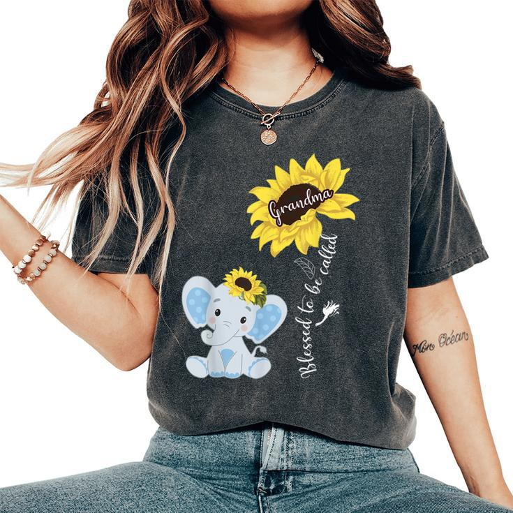 Blessed To Be Called Grandma Elephant Sunflower Women's Oversized Comfort T-shirt