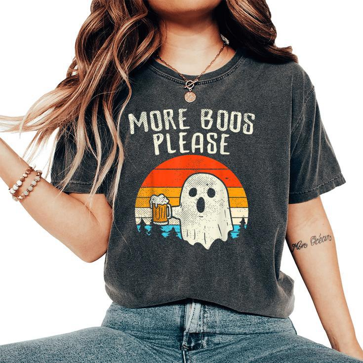 More Boos Please Ghost Beer Retro Halloween Drinking Women's Oversized Comfort T-Shirt
