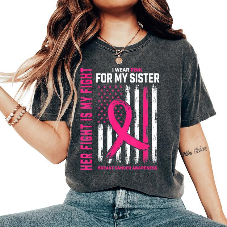 Breast Cancer Her Fight Is My Fight I Wear Pink Sister Women's Oversized Comfort T-Shirt