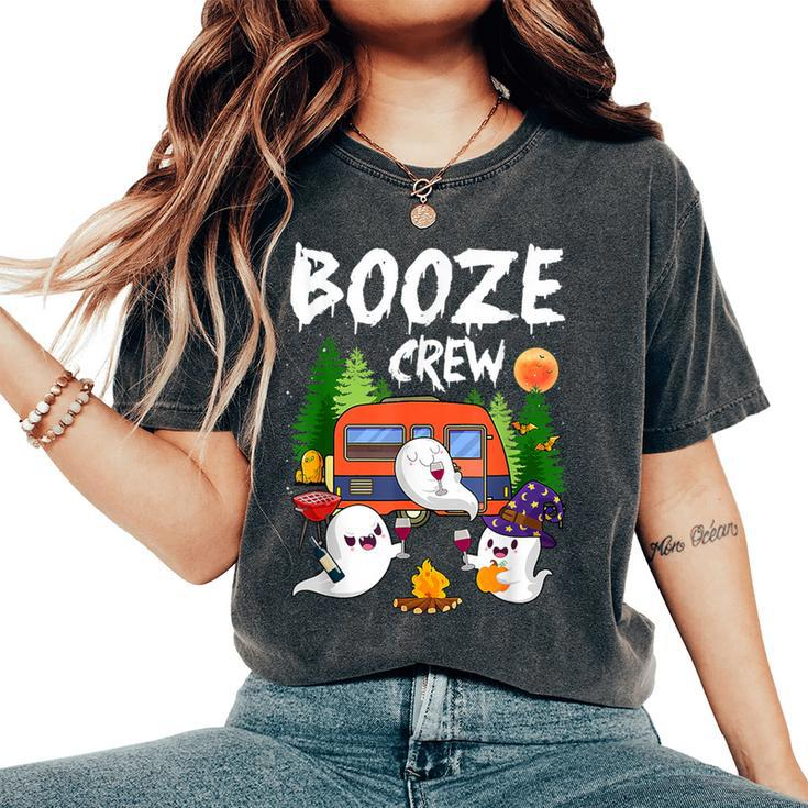 Camping Booze Crew Boos Drinking Beer Wine Halloween Women's Oversized Comfort T-Shirt