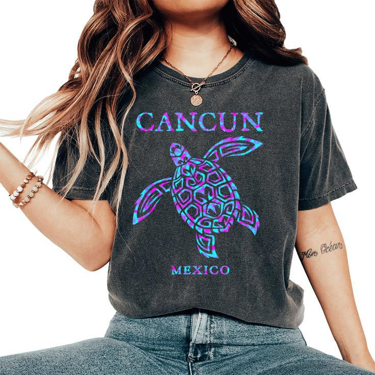 Cancun Mexico Sea Turtle Boys Girls Toddler Women's Oversized Comfort T-Shirt