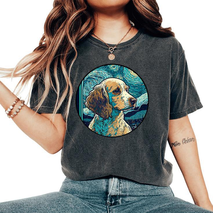 Cavador Starry Night Painting Dog Mom Dad Women's Oversized Comfort T-Shirt