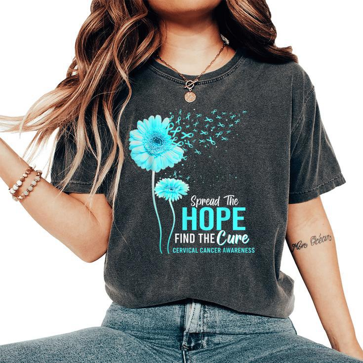 Cervical Cancer Awareness Spread Hope Find Cure Daisy Flower Women's Oversized Comfort T-shirt