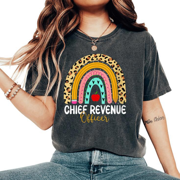 Chief Revenue Officer Leopard Rainbow Finance Back Work Women's Oversized Comfort T-Shirt