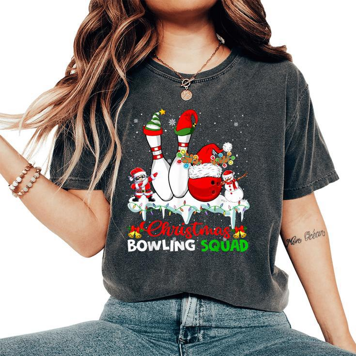 Christmas Bowling Squad Dabbing Santa Elf Bowling Tools Women's Oversized Comfort T-Shirt