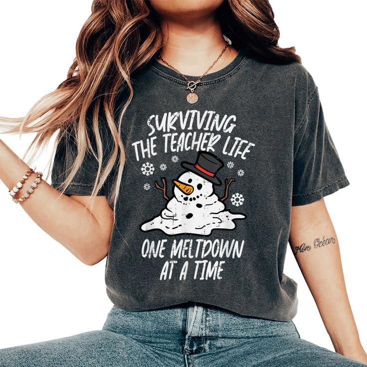Christmas Surviving Teacher Life Meltdown Xmas Men Women's Oversized Comfort T-Shirt