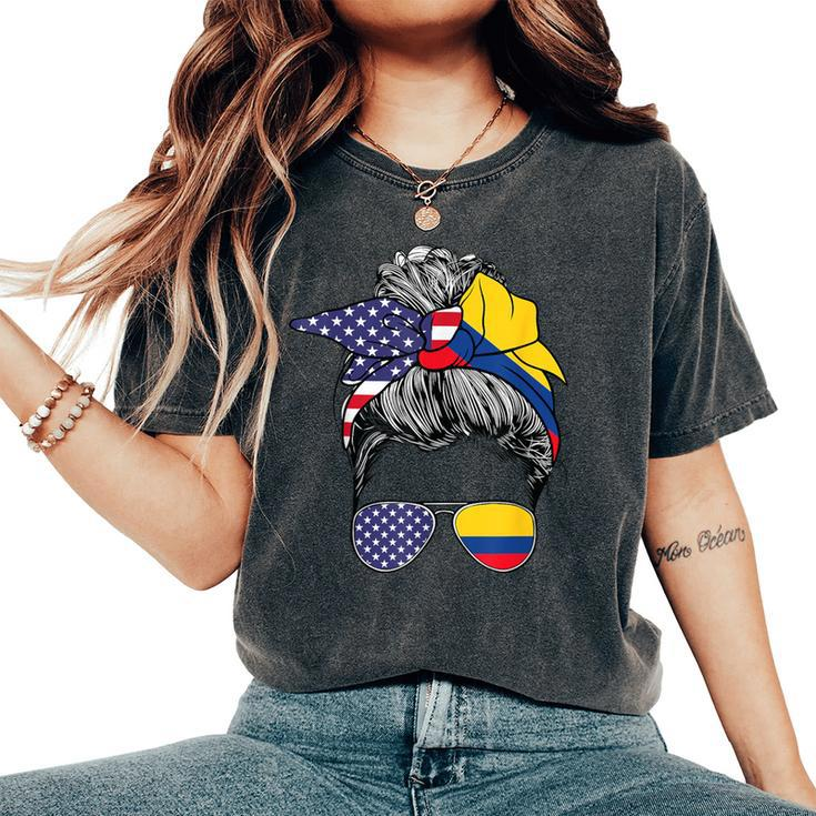 Colombian Girl Usa Heritage American Colombia Flag Women's Oversized Comfort T-Shirt