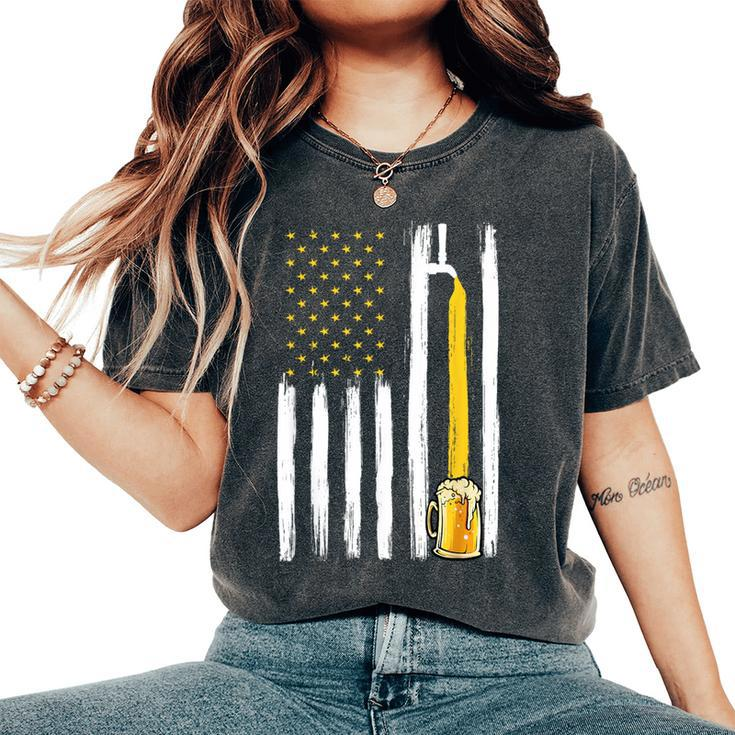 Craft Beer American Flag Usa 4Th Of July Brewery America Women's Oversized Comfort T-Shirt