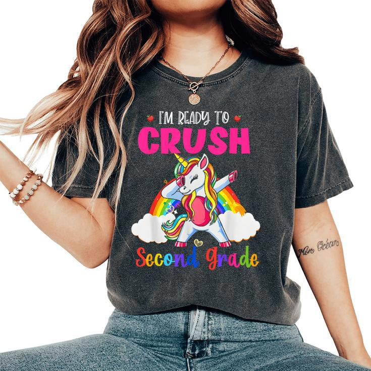 Crush Second Grade Dabbing Unicorn Back To School Girls Women's Oversized Comfort T-Shirt