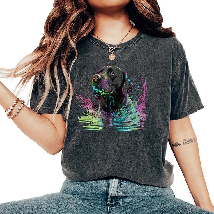 Cute Black Lab Black Labrador Retriever Puppy Dog Mom Animal Women's Oversized Comfort T-shirt