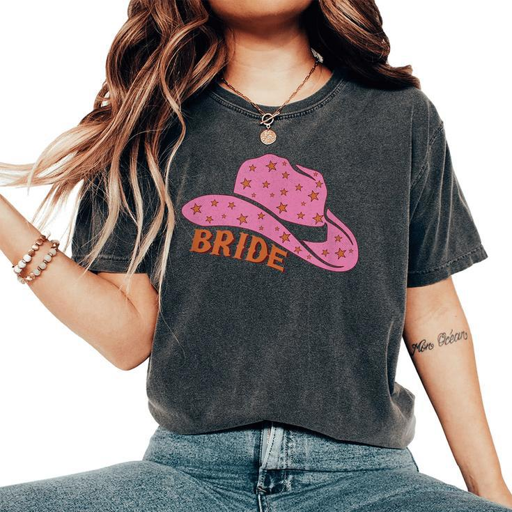 Cute Bridesmaid Bachelorette Party Bride Pink Cowgirl Hat Women's Oversized Comfort T-shirt