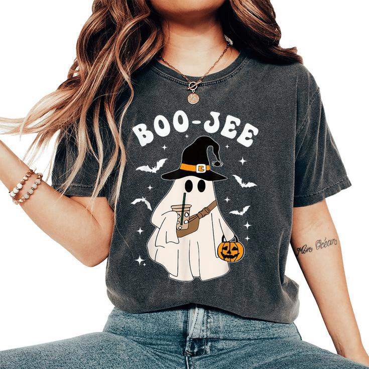 Cute Ghost Halloween Costume Coffee Witch Hat Boujee Boo Jee Women's Oversized Comfort T-Shirt