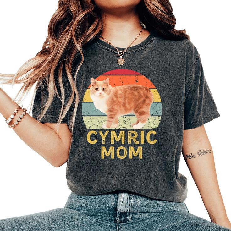 Cymric Cat Mom Retro Vintage Cats Lovers & Owners Women's Oversized Comfort T-Shirt