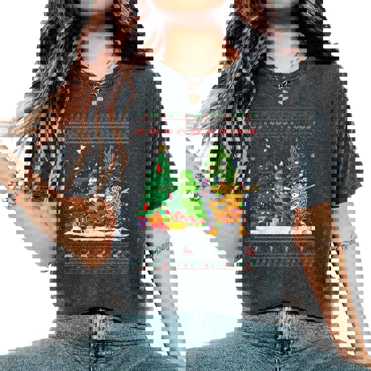 Dabbing Fox Lovers Santa Hat Ugly Christmas Sweater Women's