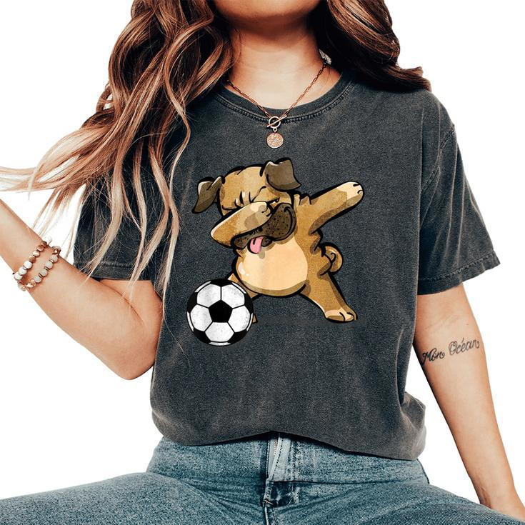 Dabbing Pug Dog Soccer Football Lover Boys Girls Women's Oversized Comfort T-Shirt