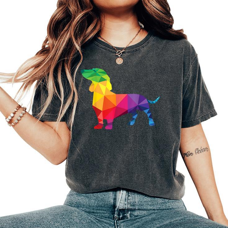 Dachshund Gay Pride Lgbt Rainbow Flag Dog Lovers Lgbtq Women's Oversized Comfort T-Shirt