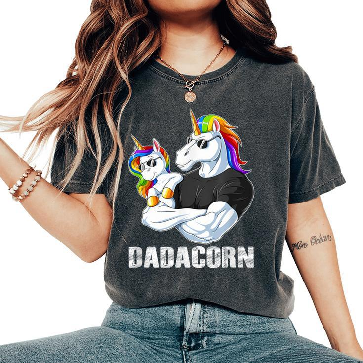 Dadacorn Unicorn Dad And Baby Christmas Papa Women's Oversized Comfort T-Shirt