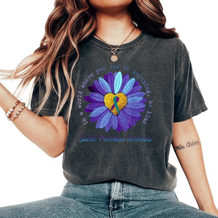 Daisy Be Kind Suicide Prevention Awareness Teal And Purple Women's Oversized Comfort T-shirt