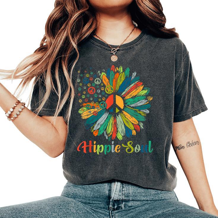 Daisy Peace Sign Hippie Soul Symbols For Flower Lovers Women's Oversized Comfort T-shirt