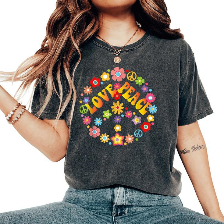 Daisy Peace Sign Love T 60S 70S Tie Dye Hippie Costume Women's Oversized Comfort T-shirt