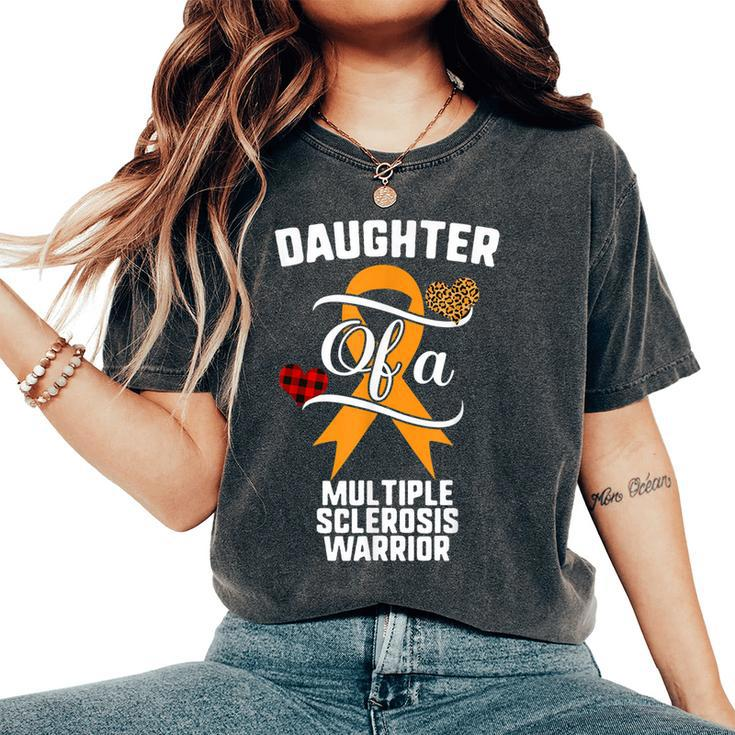 Daughter Multiple Sclerosis Awareness Leopard Buffalo Plaid Women's Oversized Comfort T-shirt