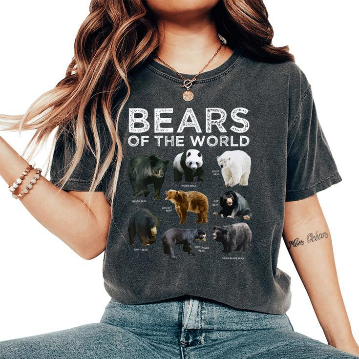 Eight 8 Bear Species Of The World Panda Polar Grizzly Black Women's Oversized Comfort T-Shirt